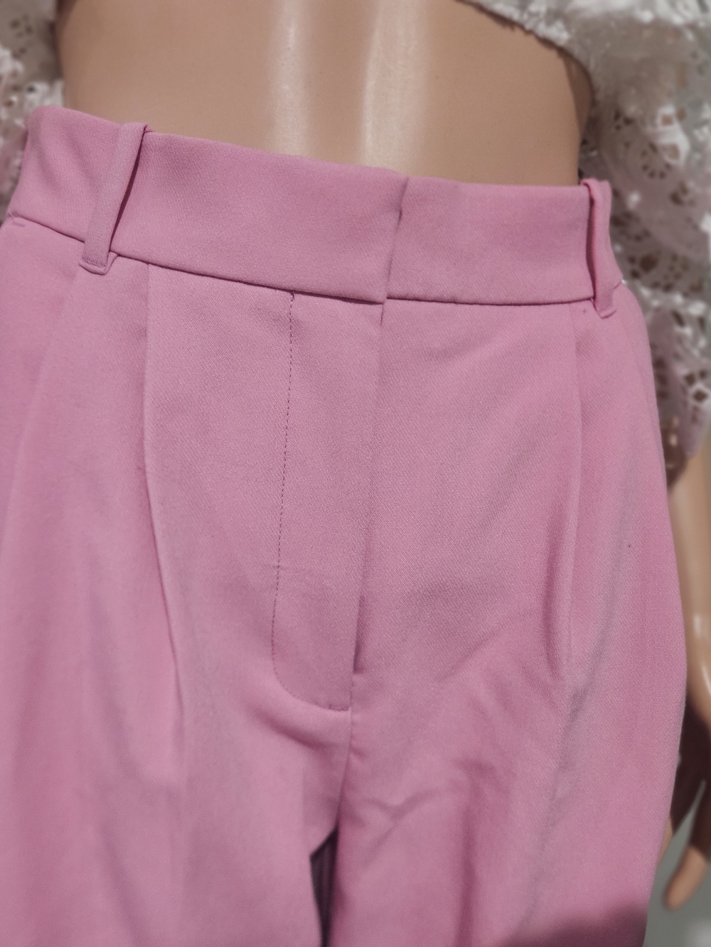 Abercrombie Sloane Pink Wide Leg Trousers High Rise Tailored Pants 27/4 Short - Picture 11 of 16